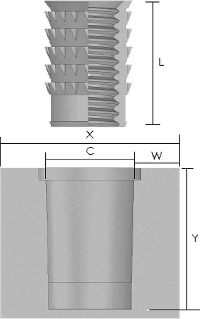 KIERREINSERTIT UNHEADED Piirustus