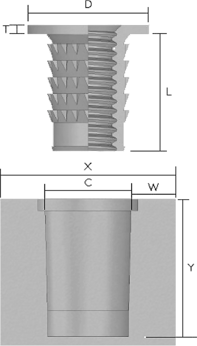 KIERREINSERTIT SINGLE THICKNESS HEAD Piirustus