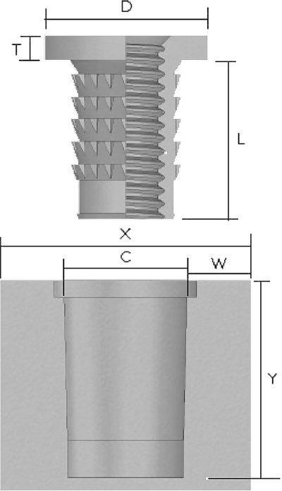 KIERREINSERTIT DOUBLE THICKNESS HEAD Piirustus