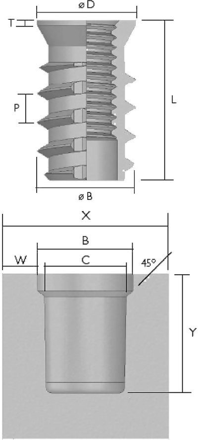 KIERREINSERTIT REDUCED HEAD Piirustus